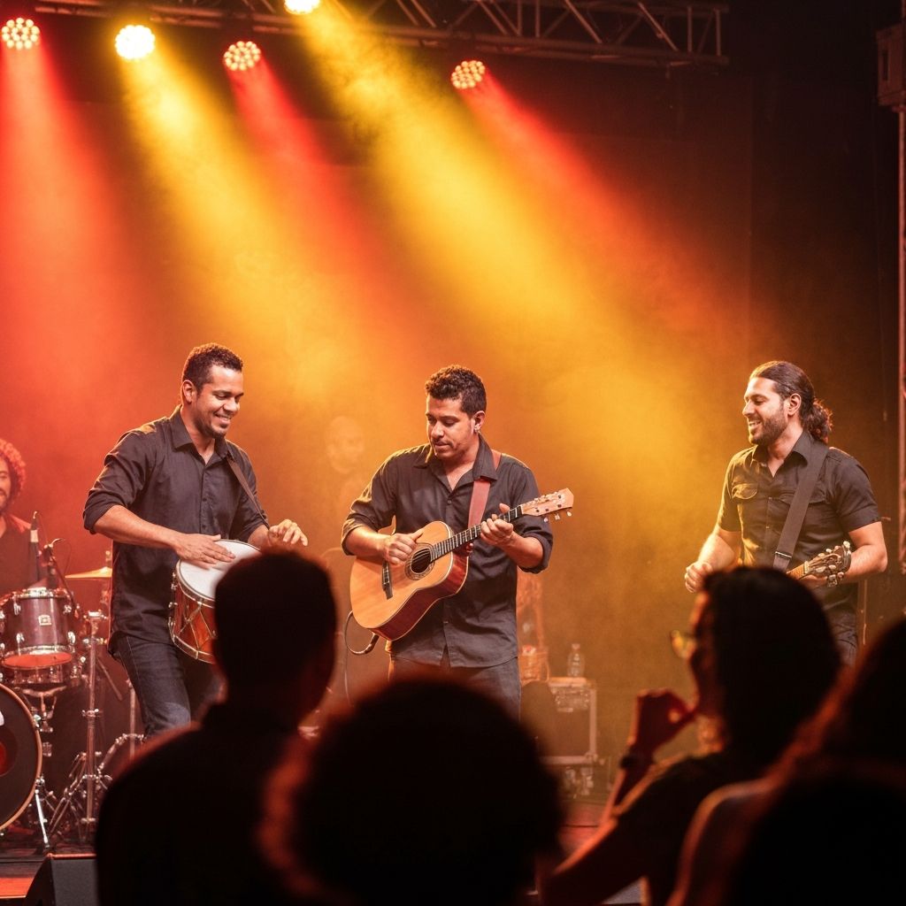 Show de pagode com iluminação profissional